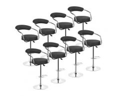 Tabourets de Bar Cuisine | Lot de 8,NOIR, en Similicuir, Pivotant en Simili-Cuir et M谷tal, Hauteur