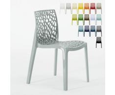 Chaise en polypropylène nid d'abeille cuisine bar café Gruvyer Gris - Grand Soleil
