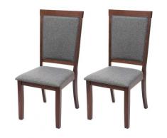 2x chaise de salle à manger 809, chaise pour la cuisine, tissu, en bois massif ~ châssis foncé,