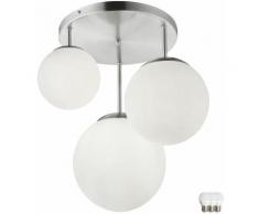 Etc-shop - Plafonnier, salon, chambre, luminaire suspendu boule de verre, 3 flammes dans un
