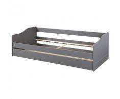Maceo - Lit Gigogne 90x200cm Bois Massif Gris - Gris