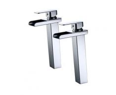 Homelody - 2x Robinets Salle de Bain Cascade Haut Mitigeur pour Vasque Chromé Robinet Design