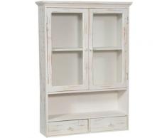 Vitrine En Bois Finition Blanc Antique L56Xpr16Xh79 Cm Style Shabby