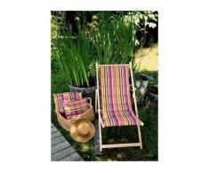 JARDIN PRIVE Chilienne matelassée - Avec toile amovible - 3 positions d'inclinaison - Motif rayures