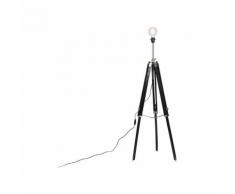 Lampadaire Trépied Noir et Acier - Cortin Qazqa Rustique Luminaire interieur
