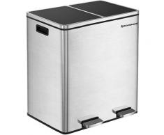 Songmics - Double Poubelle, 2 x 30L, Poubelle à Pédale en Métal, avec Double Compartiment, Seau