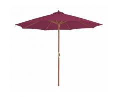 Hommoo Parasol avec mat en bois 300 cm Rouge bordeaux