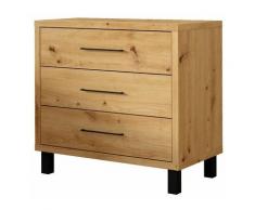 Selsey - AZELLE - Commode - chêne artisan - avec 3 tiroirs - pieds en plastique - style scandinave