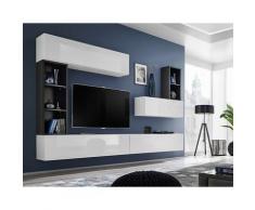 Paris Prix - Meuble Tv Mural Design blox I 280cm Blanc & Noir