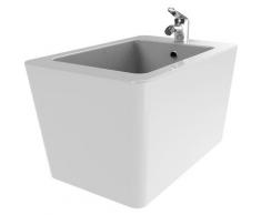 CUBE Bidet suspendu avec robinetterie Blanc