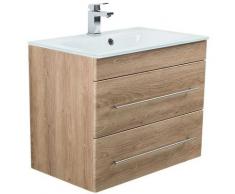 Meuble salle de bain Vitro 750 avec vasque en verre en décor chêne