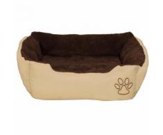 Panier pour Chien Taille M 60 cm x 48 cm x 18 cm Marron Beige + Couverture