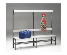 Banc pour vestiaire en acier, pour environnements humides - h x p 1600 x 335 mm - L 1500 mm, avec
