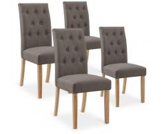 Lot de 4 chaises capitonnées Gaya tissu taupe