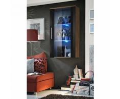 Vitrine LED Murale Design Neo II 110cm noir et marron avec système LED.