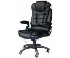 Bc-elec - A2-0055 Fauteuil de bureau Cuir Noir Massant et Chauffant - Noir