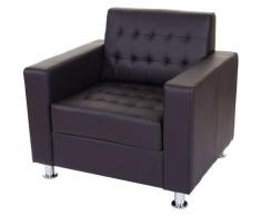 HHG - Fauteuil Kunda, fauteuil de salon / club, pieds métalliques ~ similicuir, café