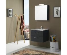 MEUBLE DE SALLE DE BAINS 60 cm 'BOSTON' EN CHÊNE FONCÉ AVEC MIROIR-ARMOIRE