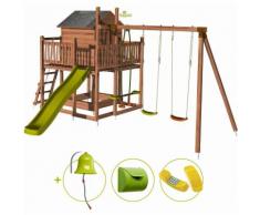 Aire de jeux pour enfant maisonnette avec portique - COTTAGE et son kit d'accessoire MAISON