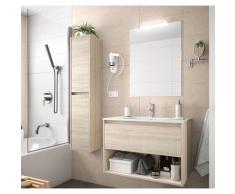 Meuble de salle de bain suspendu 100 cm marron Caledonia avec un tiroir et un espace | Avec miroir