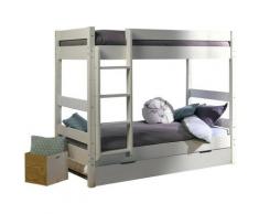 Akiten Retail - Lit superposé avec sommier gigogne Aaron Blanc 80x190 cm - Blanc