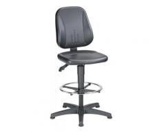 Chaise d'atelier pivotante Unitec patins + anneau repose-pieds rembourrage simili cuir noir 580-850