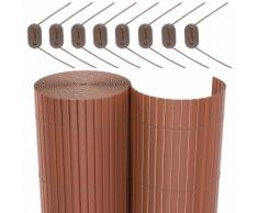 Lot de 2 Rouleau de Canisse PVC Clôture PVC pour Jardin Balcon Terrasse Brun 2 x (90 x 300cm)