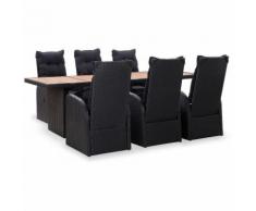 True Deal Salon de jardin 7 pcs Résine tressée et bois d'acacia Noir