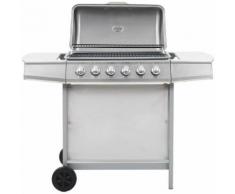 Barbecue au gaz avec 6 zones de cuisson Inox Argenté