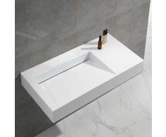 Lavabo Suspendu Rectangulaire - Solid surface Blanc Mat - 100x50 cm - Lodge