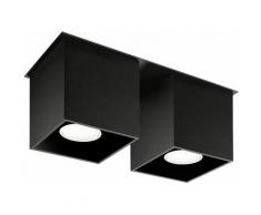 Plafonniers modernes Lampes de cuisine design 2 flammes, aluminium noir, 2x GU10, LxH 26 x 11 cm