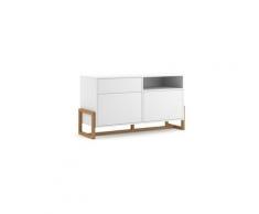 Price Factory - Buffet, enfilade, bahut design GEILO, 140 cm, 3 tiroirs et 2 portes, coloris blanc