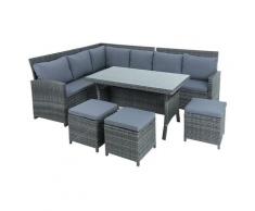 Estexo - Ensemble de salon en polyrotin Canapé Set Lounge Garniture de jardin 7pcs gris