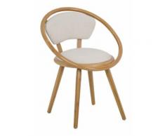 Chaise rembourrée en bambou et lin blanc beige studio salon style scandy GLOBE