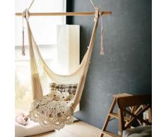 Unique Hamac Chaise Suspendu Fauteuil Suspendu Polyester-Coton en Beige Siège Fauteuil Suspendu