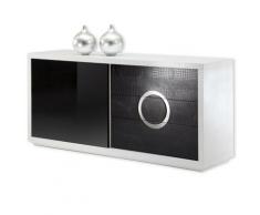 Idimex - Buffet bas bahut ACAPULCO vaisselier rangement 1 porte en verre noir et 3 tiroirs en MDF