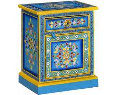 Helloshop26 - Table de nuit chevet commode armoire meuble chambre bois de manguier turquoise