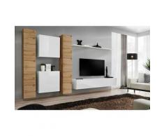 Paris Prix - Meuble Tv Mural Design switch Vi 330cm Naturel & Blanc