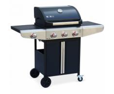 Barbecue au gaz Bazin 3 Anthracite Cuisine extérieure 3 brûleurs + 1 feu latéral avec tablettes
