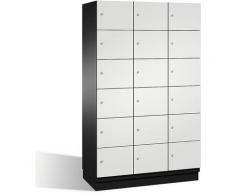 CP Armoire à casiers CAMBIO avec portes en acier - 18 casiers, largeur 1200 mm - corps gris