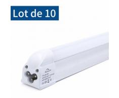 10×Auralum T5 Tube LED 60CM Tube de Lumière Fluorescente 8W avec Réglette Complète Blanc Froid