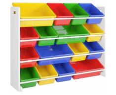 Étagère à jouets pour enfants avec 16 boîtes en plastique - Pour chambre d'enfant - 105 x 23 x 80 cm
