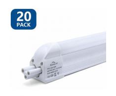 20×Anten T5 Tube LED 120CM Tube de Lumière Fluorescente 16W IP20 avec Réglette Complète Blanc