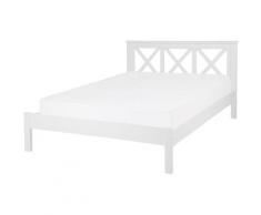 Lit double blanc en bois au style minimaliste