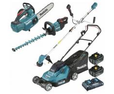 Pack Makita Jardin: tondeuse 36V DLM432 + débroussailleuse 18V DUR191UZX3 + taille-haies DUH502 +