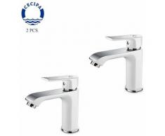 Cecipa - 2x Robinet Lavabo Chromé , Mitigeur Lavabo avec Commutation à Double Vitesse, l'Eau Froide