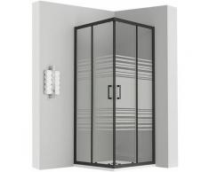 LANABLACK Cabine douche H 180 cm porte coulissante semi-opaque 85x90 cm