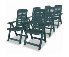 Zqyrlar - Chaises inclinables de jardin 6 pcs Plastique Vert