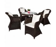 Salon de jardin ZURICH 4 Personnes 4 Fauteuils 1 Table Ronde en Résine Tressée structure Aluminium