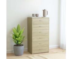 Buffet avec 6 tiroirs Chene sonoma 50x34x96 cm Agglomere